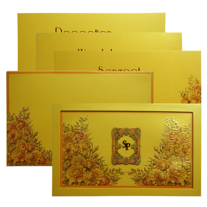 Mustard Padded Floral Invitation Card-King of Cards