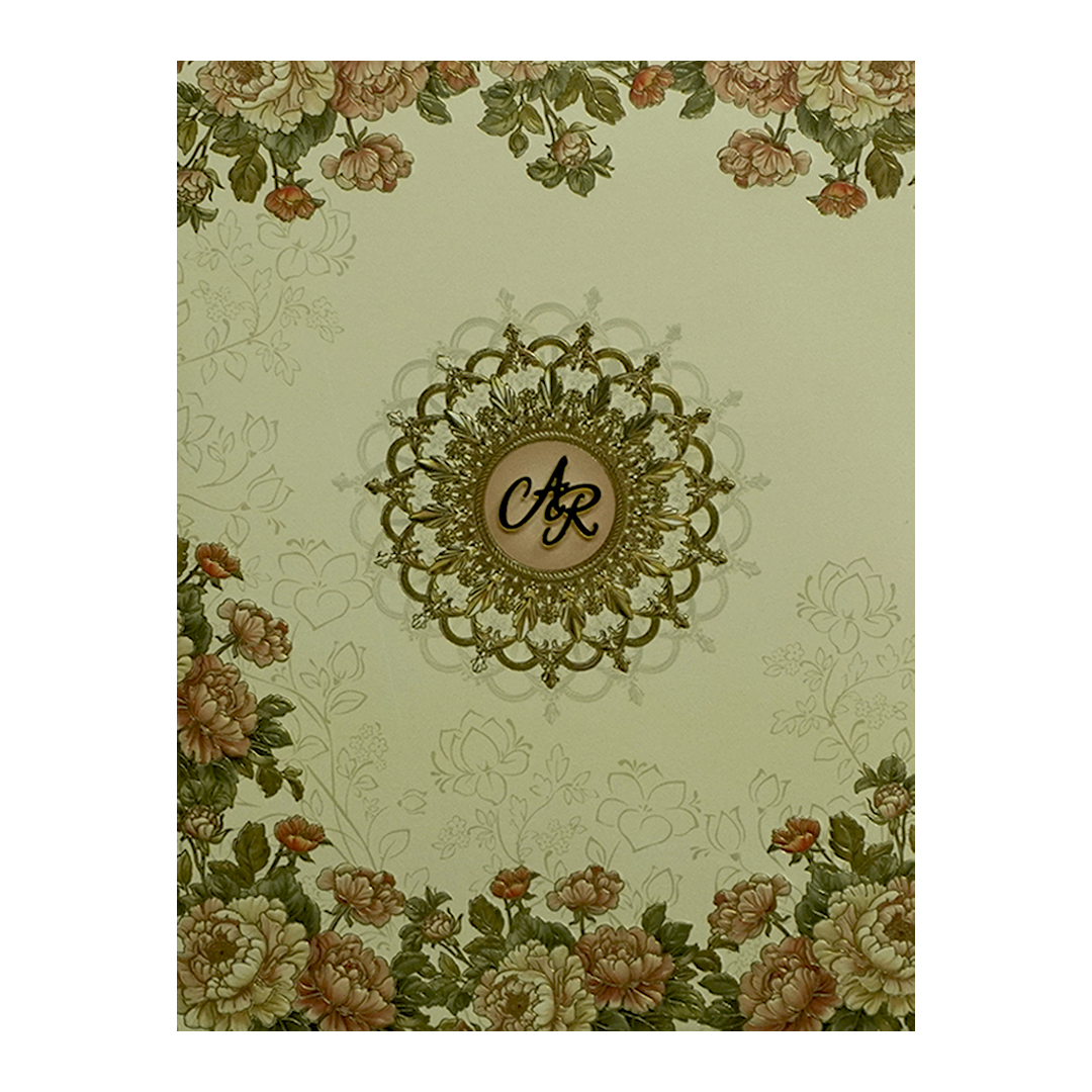 Light Ivory Floral Wedding Card-KPR09700