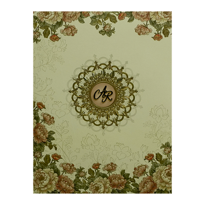 Light Ivory Floral Wedding Card-KPR09700