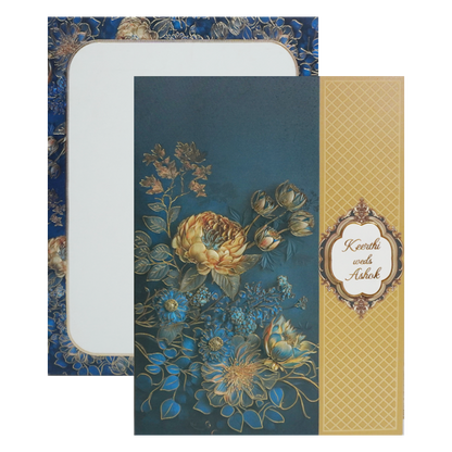 Blue Floral Door Wedding Card Design-KAC05180