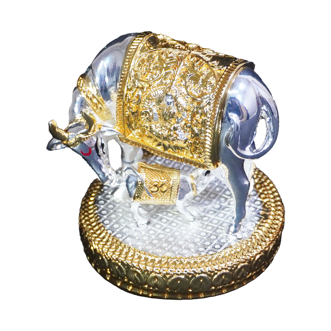 Cow and Calf Idol in Silver &amp; Gold Finish-King of Cards