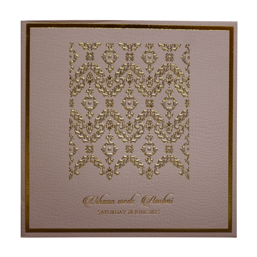 Carnation Pink Floral Padded Wedding Card-KRC30492