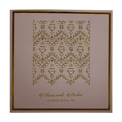 Carnation Pink Floral Padded Wedding Card-KRC30492