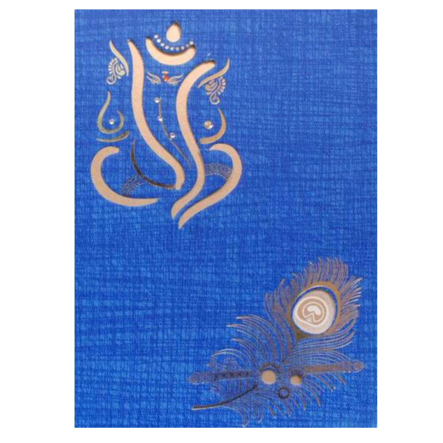 Royal Blue Shading With Cut Ganesha Wedding Card