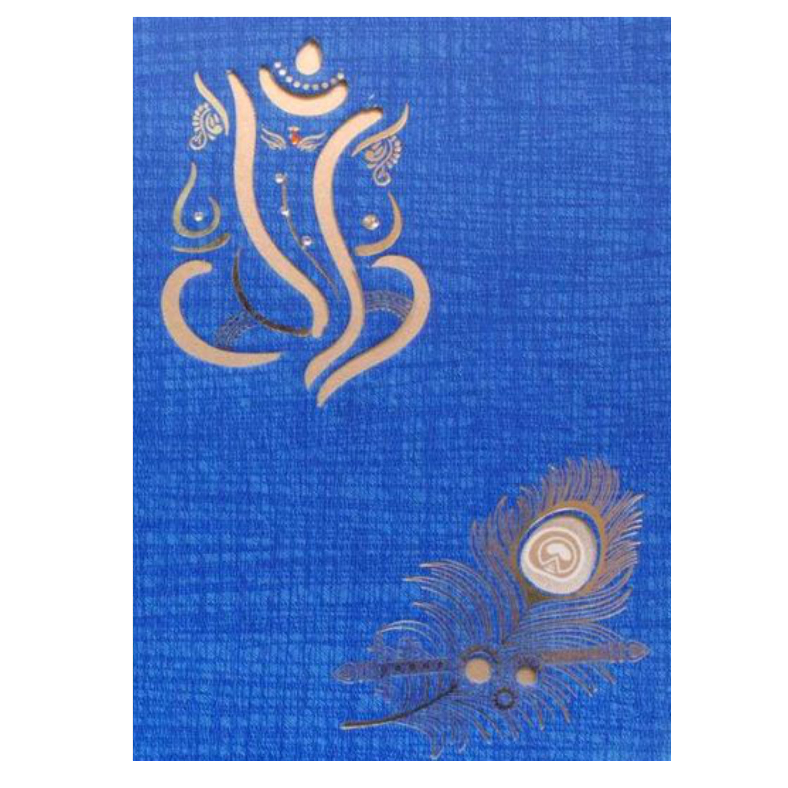 Royal Blue Shading With Cut Ganesha Wedding Card