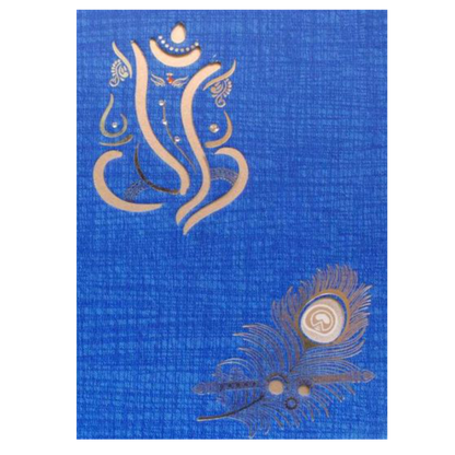 Royal Blue Shading With Cut Ganesha Wedding Card