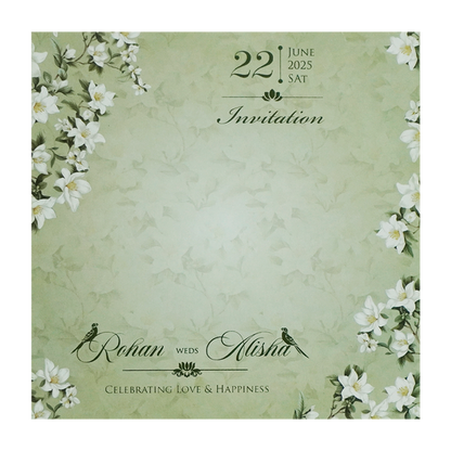Green Floral MDF Wedding Card-King of Cards