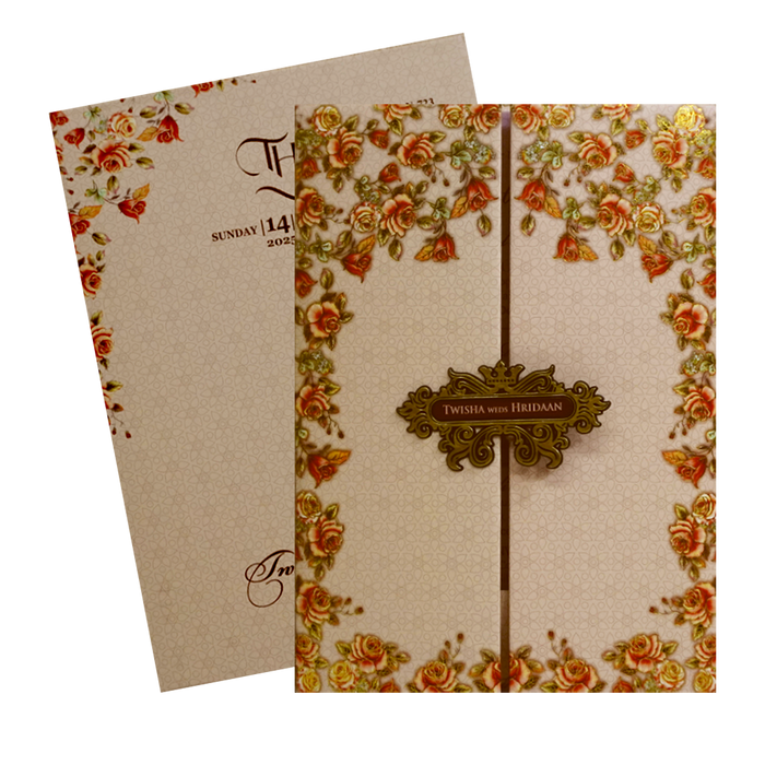 Ivory Padded Invitation Card-King of Cards