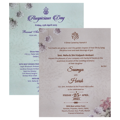 Light Rosy Brown Floral Invitation Card-King of Cards