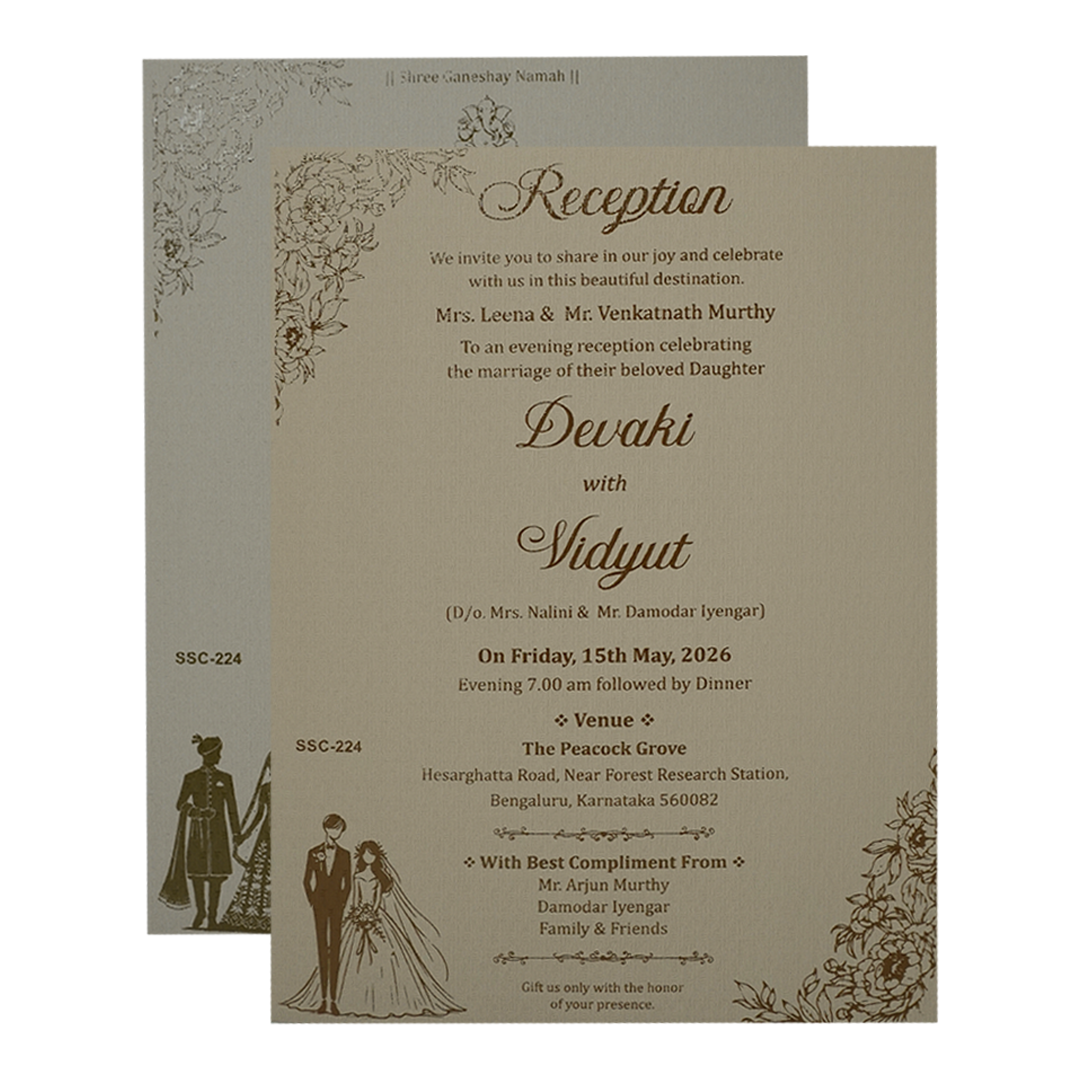 Gazebo Floral Gold Padded Wedding Card-KSSC2240