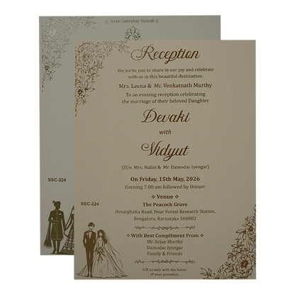 Gazebo Floral Gold Padded Wedding Card-KSSC2240