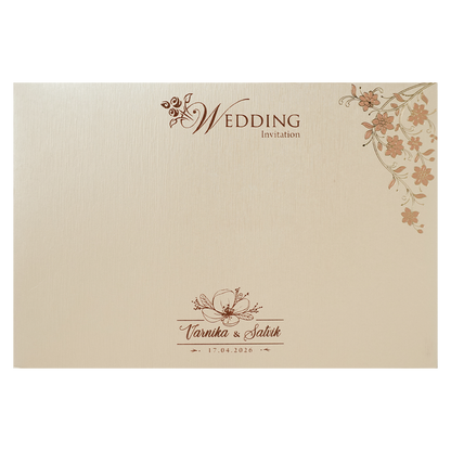 Peach Gold Floral Padded Wedding Card-KSSC2150
