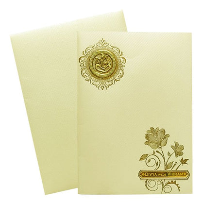 White Floral Nameplate Invitation Card-King of Cards