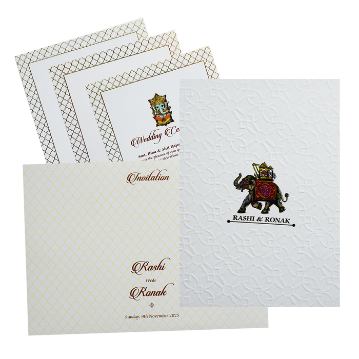 White Padded Wedding Invitation-King of Cards