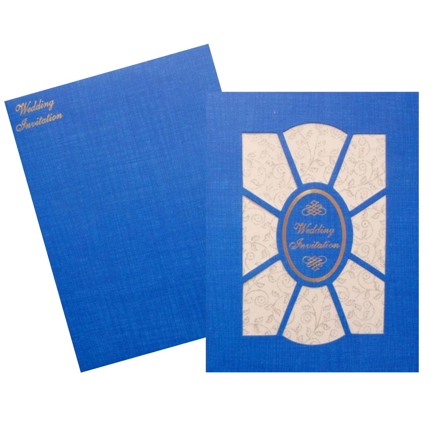 Blue Die Cut Invitation With White Wolly-KNK50102