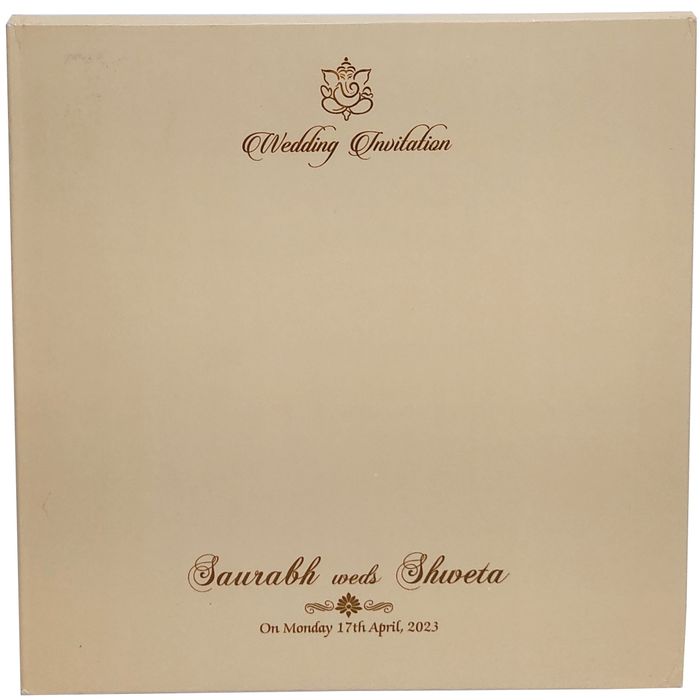 Beige Royal Padded Wedding Card-King of Cards