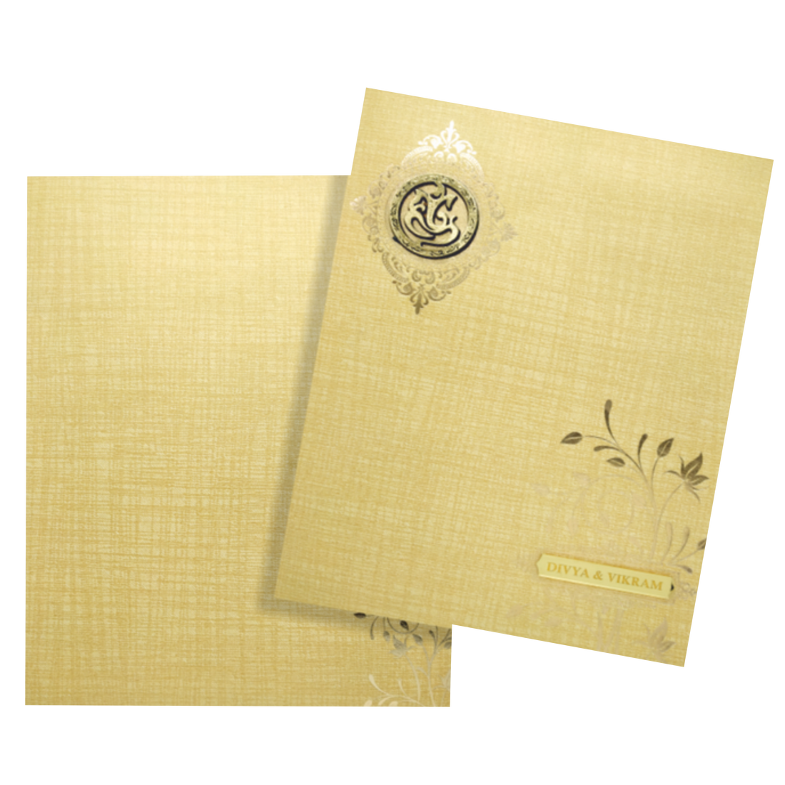 Brown Gold Jumbo Metallic Floral Print In Gold Foiling-KNK50260