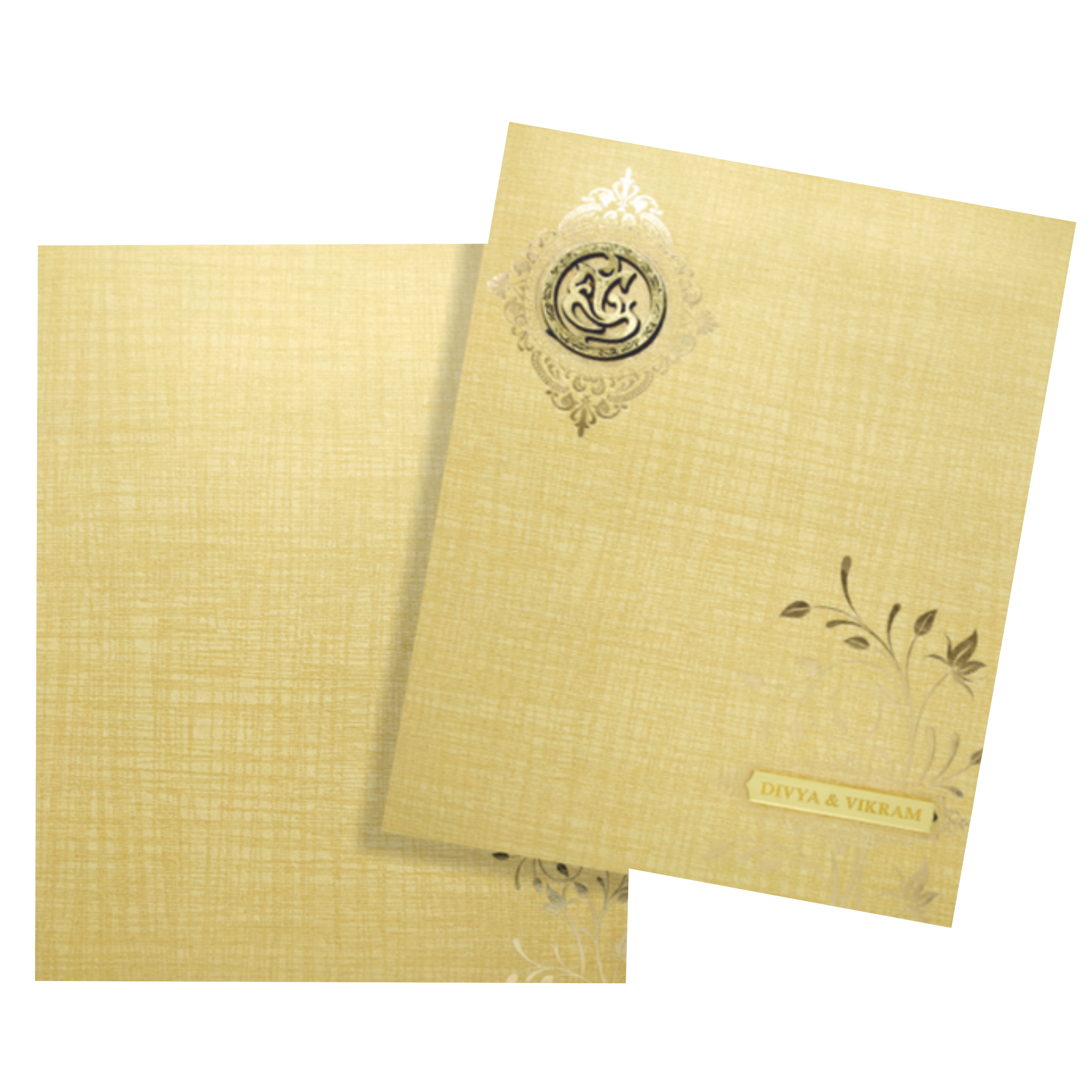 Brown Gold Jumbo Metallic Floral Print In Gold Foiling-KNK50260