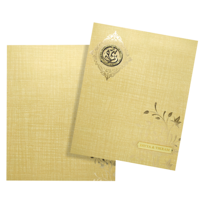 Brown Gold Jumbo Metallic Floral Print In Gold Foiling-KNK50260-King of Cards