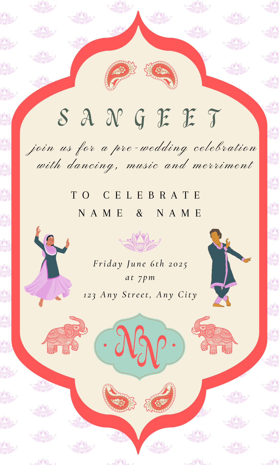 Red And White Sangeet Invitation-AASAN001