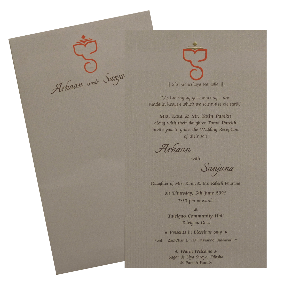 Light Brown Single Sheet Invitation-KRCS7091