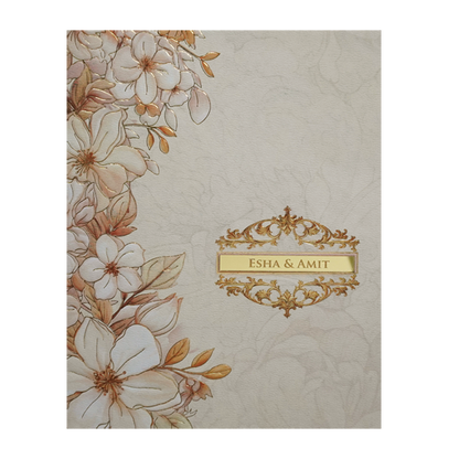 Cream Floral Wedding Card-KPR09810