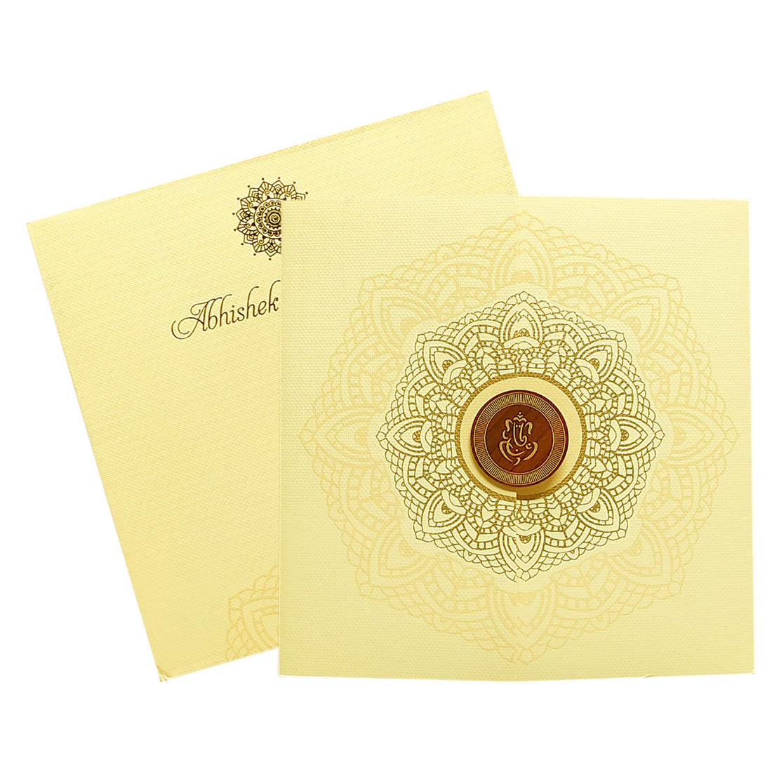 Cream Ganesha Invitation Card-KRC29131