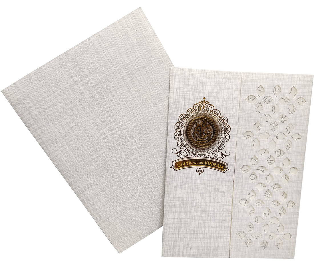 Grey Metallic Door Type Die Cut Invitation Card-KNK7038G