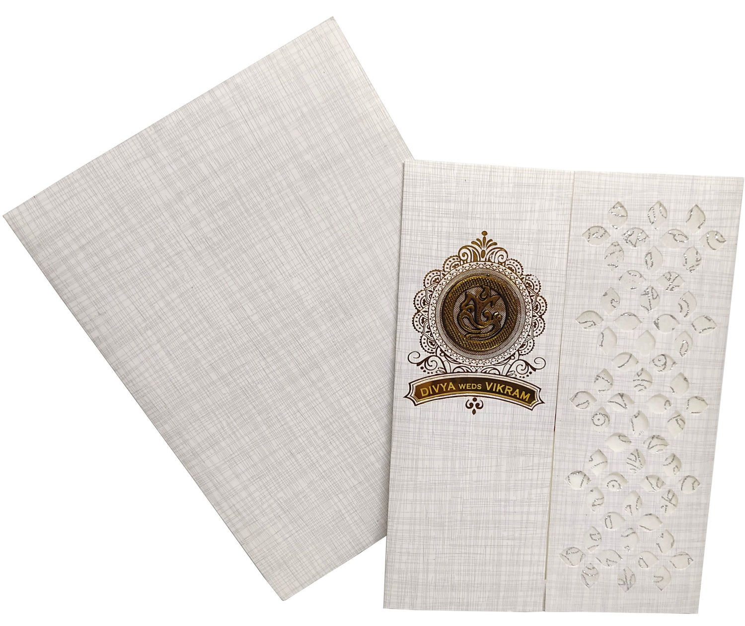 Grey Metallic Door Type Die Cut Invitation Card-KNK7038G