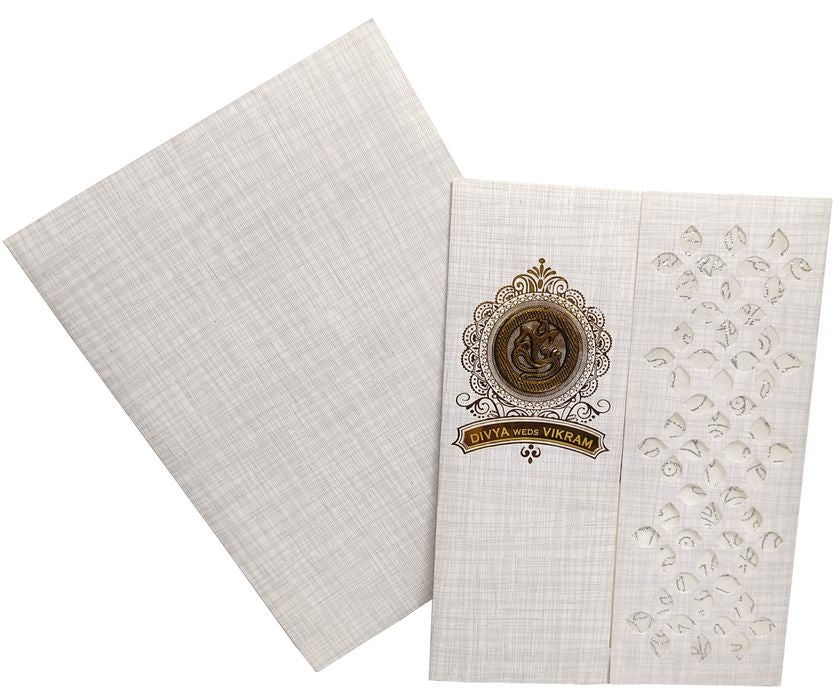 Grey Metallic Door Type Die Cut Invitation Card-KNK7038G-King of Cards