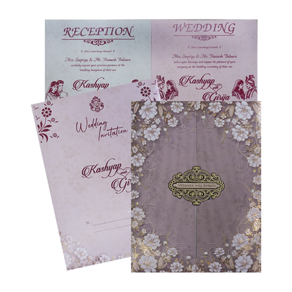Check out Lavender Floral Wedding Card at best price.✅WhatsApp Support ✅Express Delivery.|King of cards.