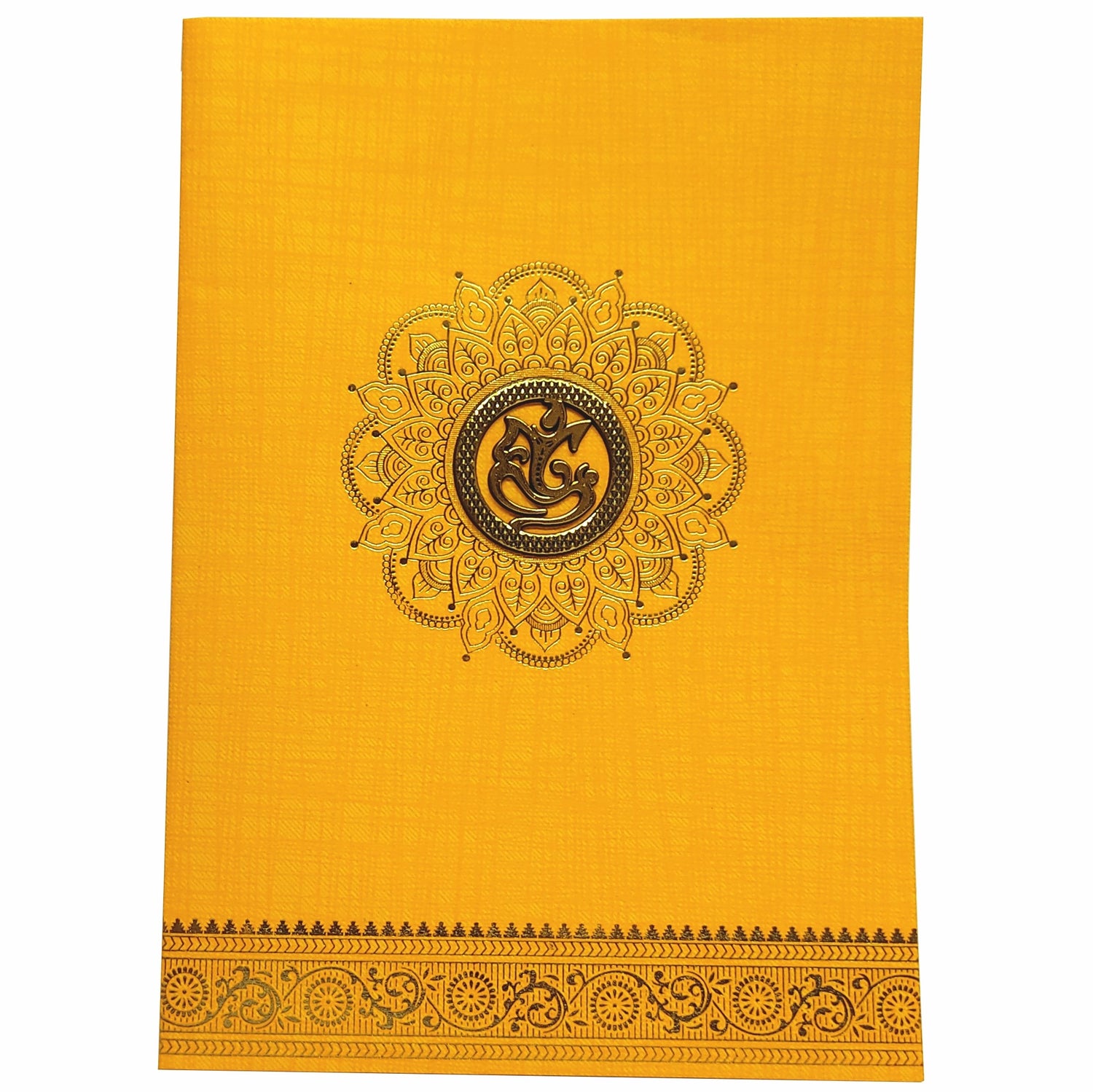 Orange Metallic Designer Invitation Card With Gold Foiling Print-KNCM26OF