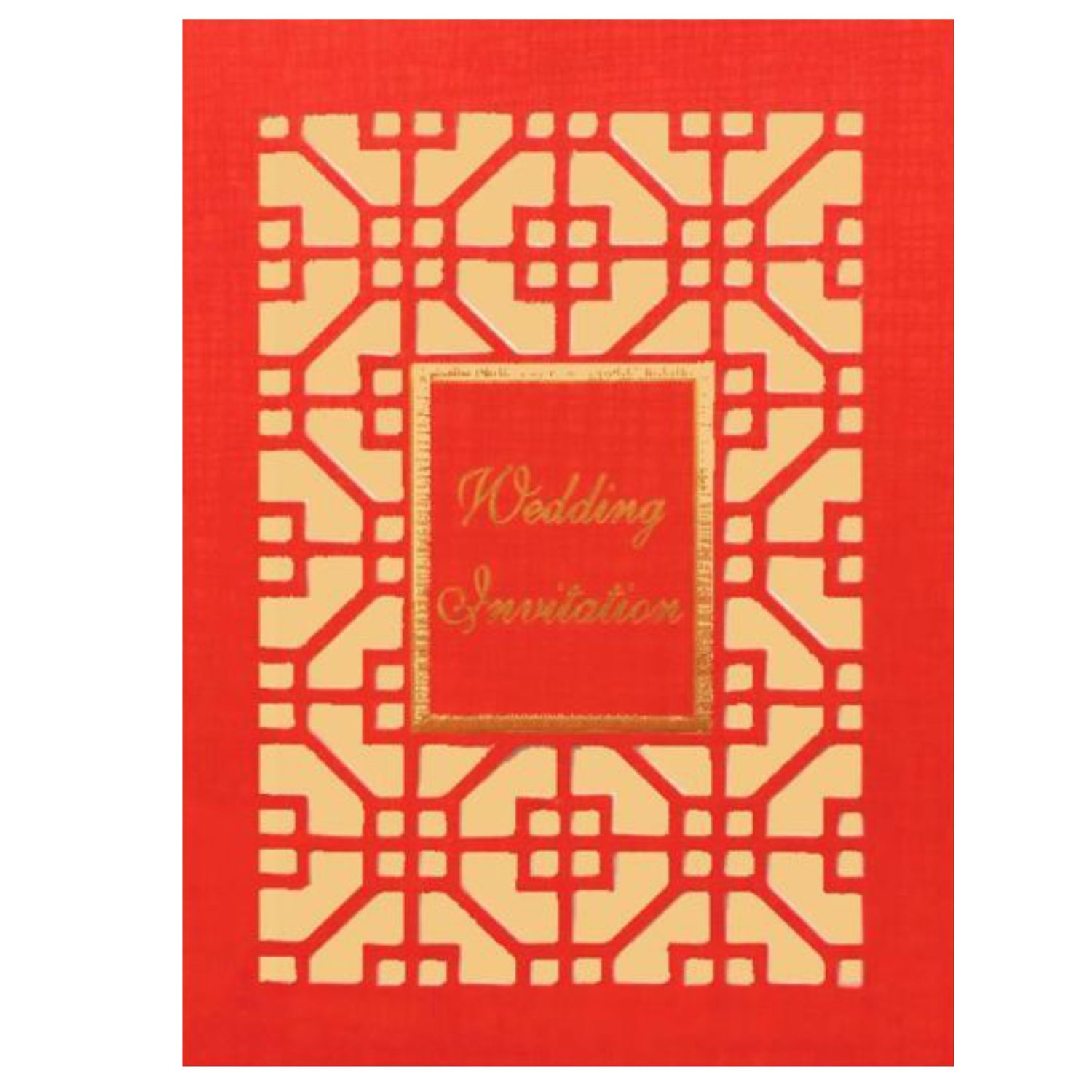 Classic Cream Shading With Cut Design Wedding Card-KNK30670