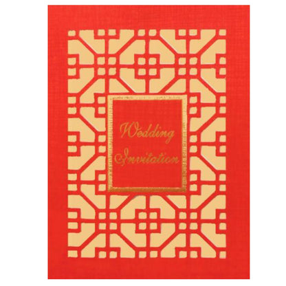 Classic Cream Shading With Cut Design Wedding Card-KNK30670