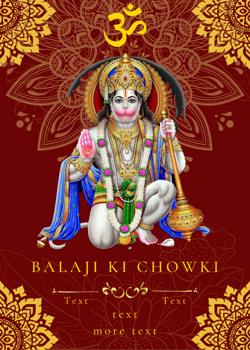Red Traditional Balaji Chowki Invitation-AABCI001