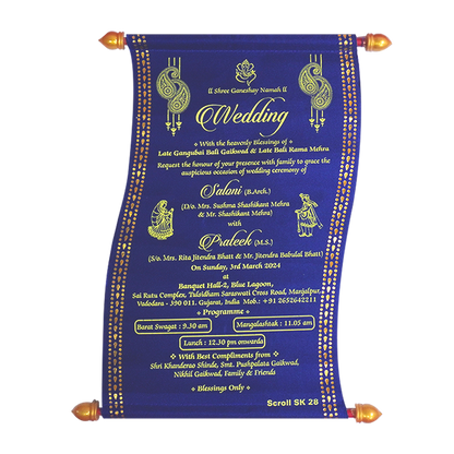 Blue  Scroll Wedding Invitation.-KJTS0028