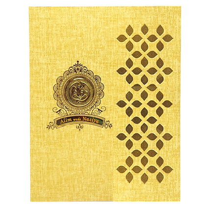 Brown Gold die cut Window Pane With Ganesha And Name Plate-KNPP8516N