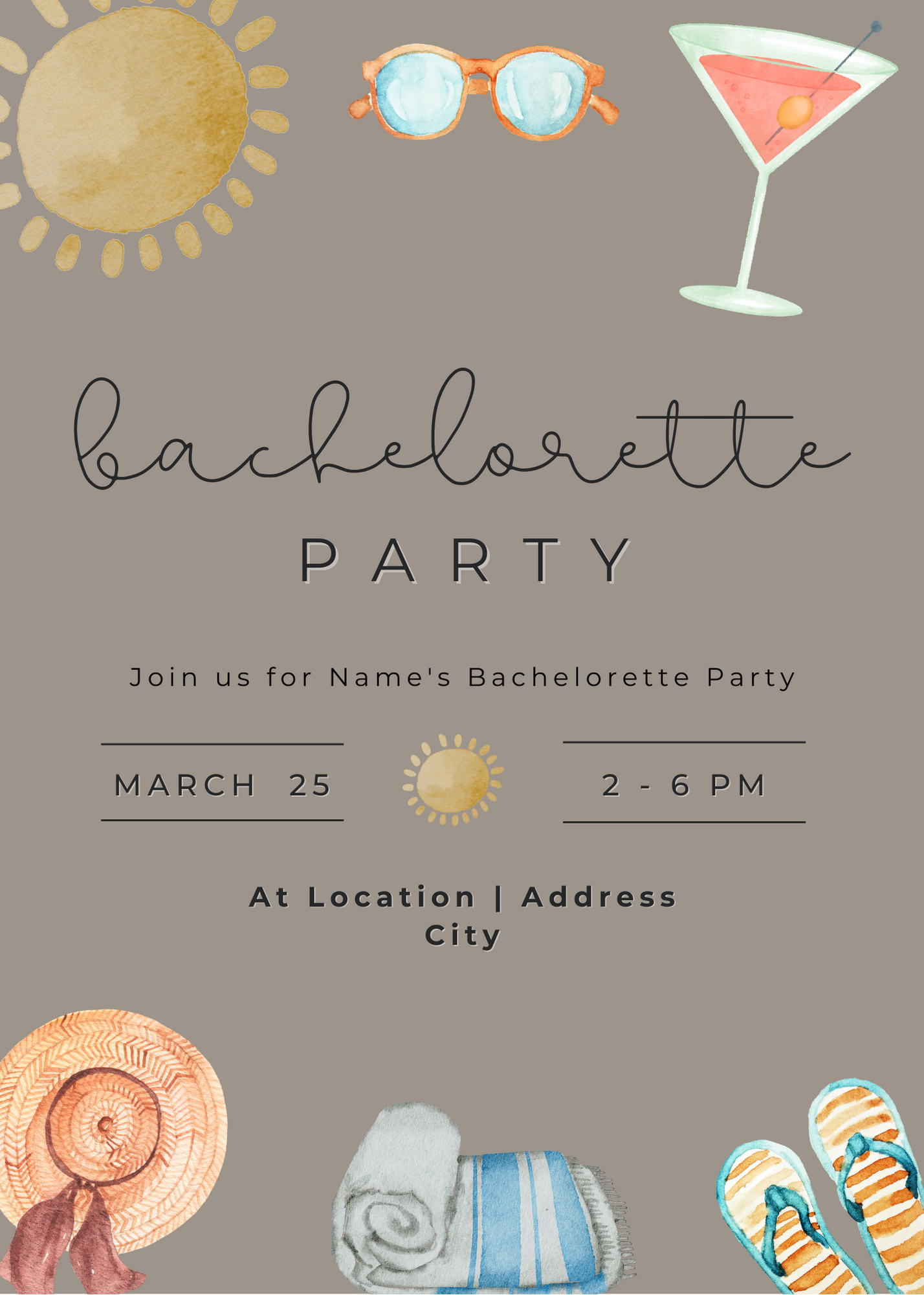 Gray Stylish Bachelorette Party Invitation-AABCP003