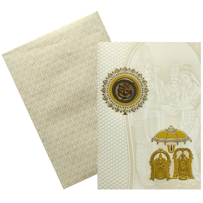 White Balaji Padmavathi Invitation Card-King of Cards