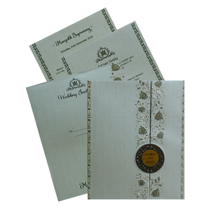 Greyish Green Padded Wedding Card-King of Cards