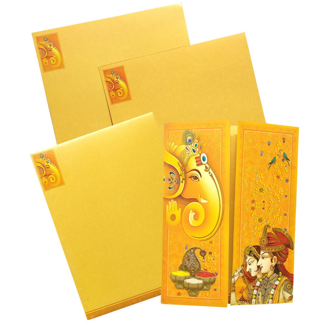 Designer Ganesha Orange Door Type Invitation Card