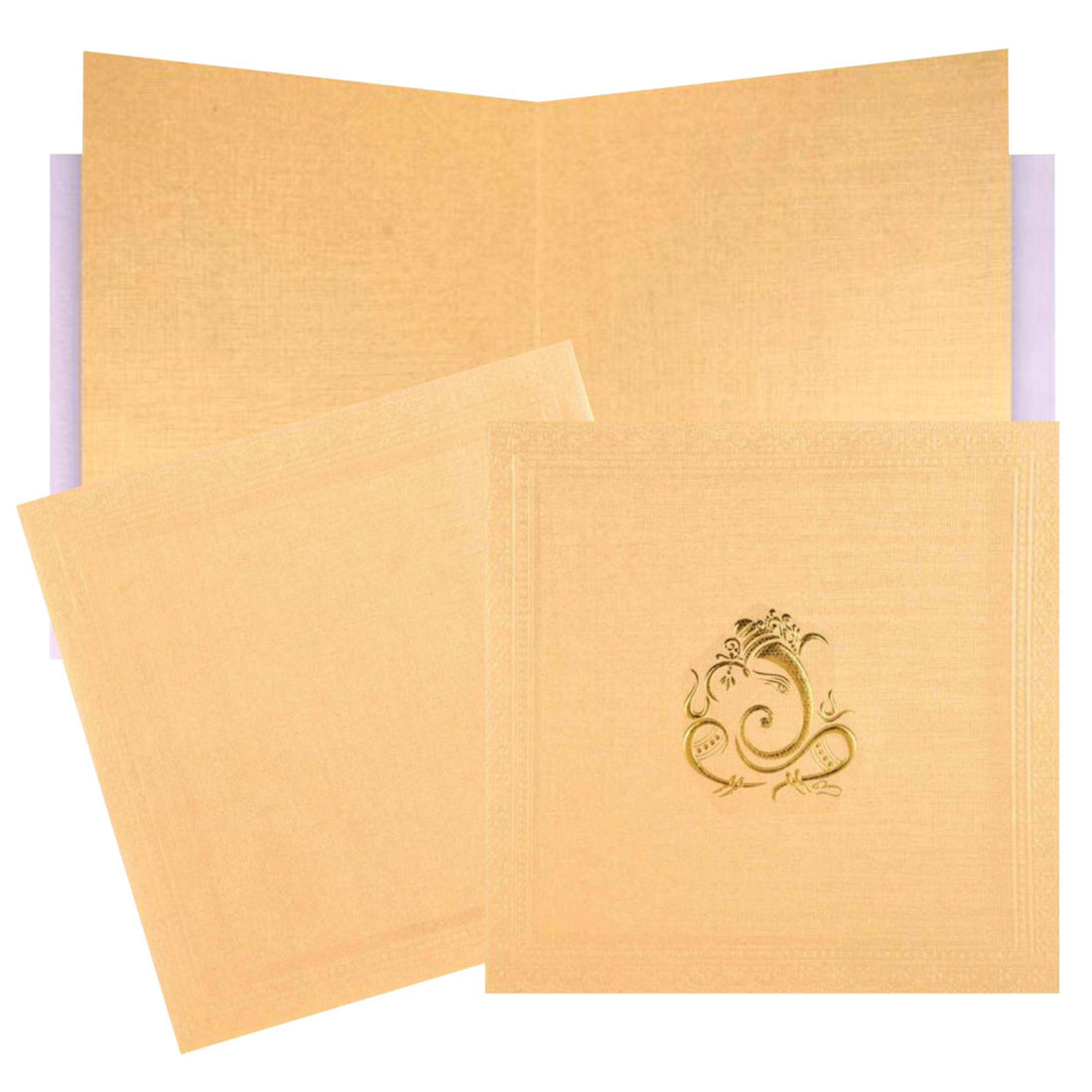 Perfect Cream Shading With Golden Ganesha Wedding Card - KNK43211