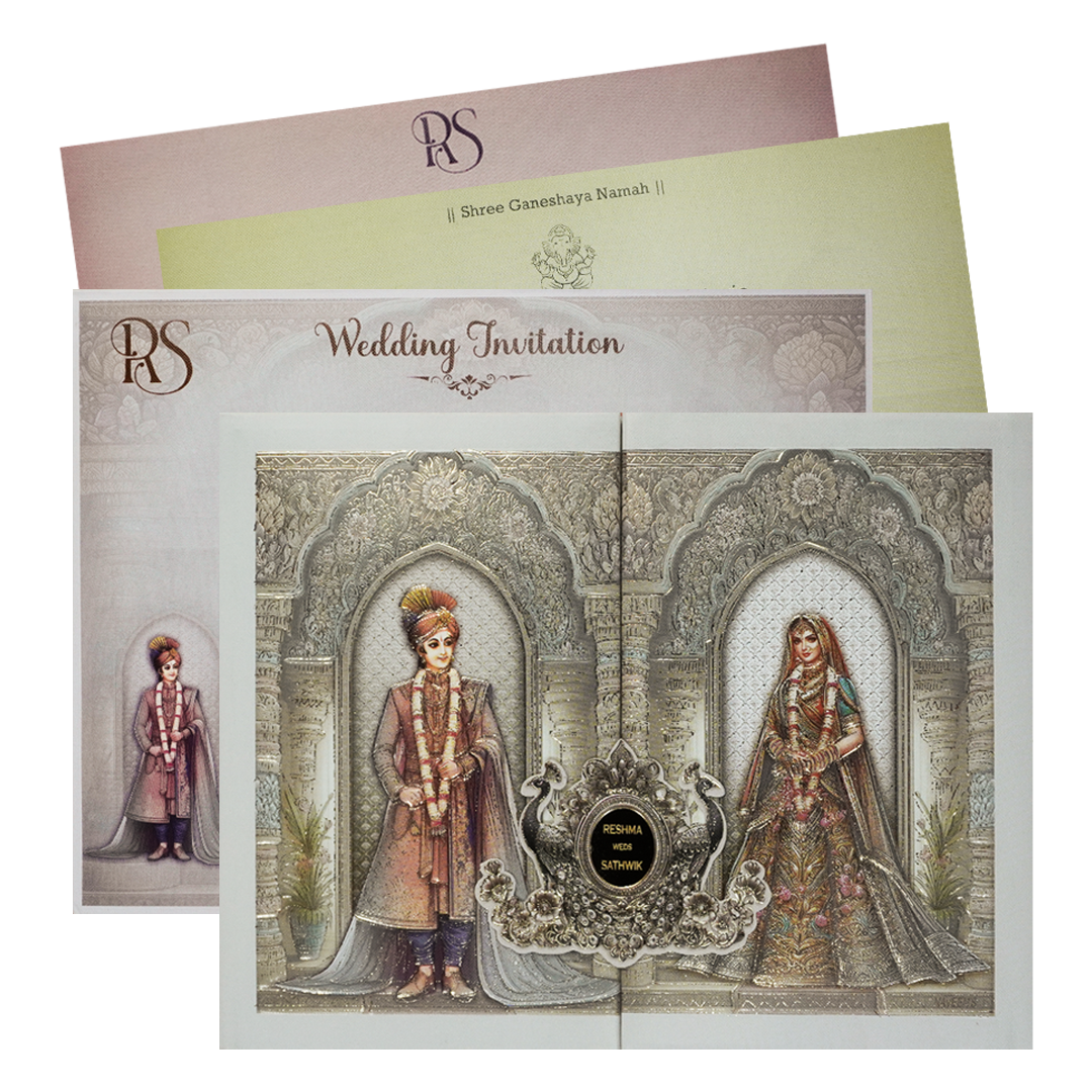 Check out Silver Bride Groom Padded Wedding Card at best price. ✅WhatsApp Support ✅Express Delivery.|King of cards.