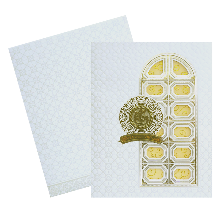 White Laser Cut Wedding Card-King of Cards