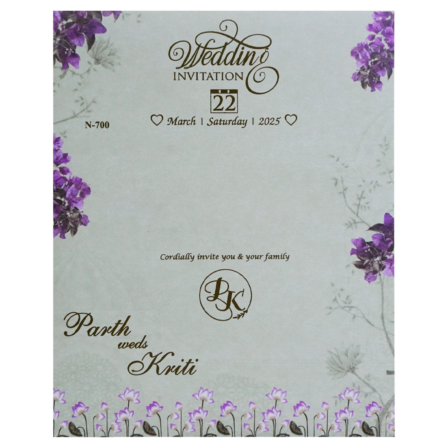 Mint Green Floral Wedding Card-KVN07000
