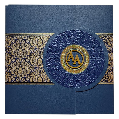 Blue Floral Door Wedding Card Design-King of Cards