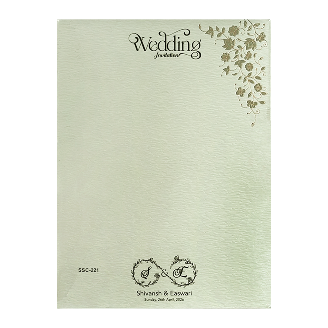 Pastel Green Gold Padded Wedding Card-KSSC2210