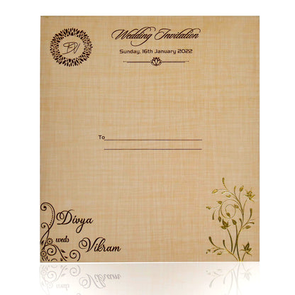 Sandal Padded Wedding Invitation In Gold Foiling-KNPS7501S
