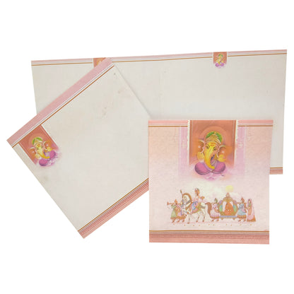 Check out our super cool collection of White colour with red embossed on ganesha theme and one folding insert  invitation card at best price. &amp;