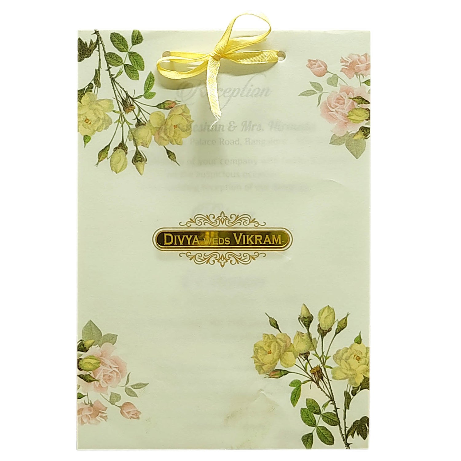 Green Floral Nameplate Invitation Card-KNCY6605G